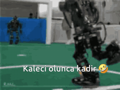 Robot Walking On Green Field Kaleci Ounca Kadir GIF