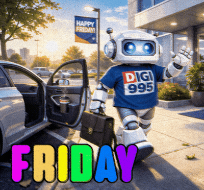 Robot Wearing Digi 985 Shirt GIF
