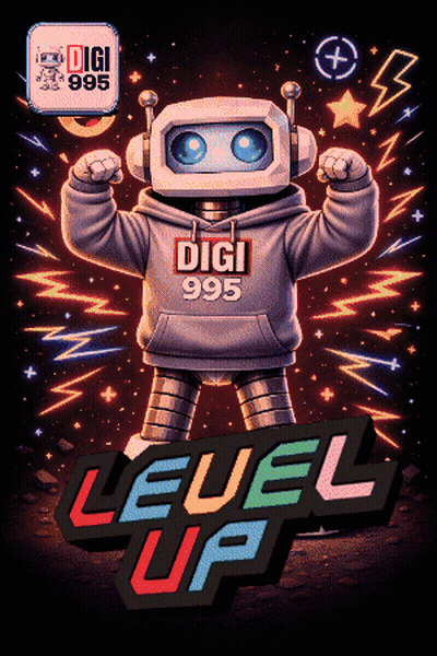 Robot Wearing Hoodie Saying Digi 995 GIF
