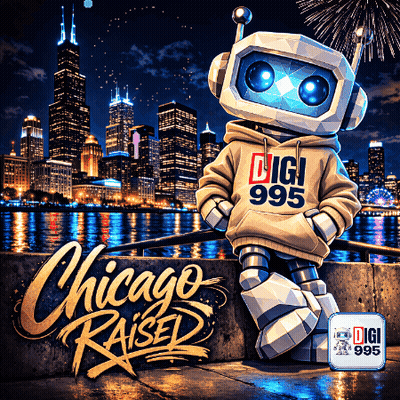 Robot Wearing Hoodie Saying Digi 995 GIF
