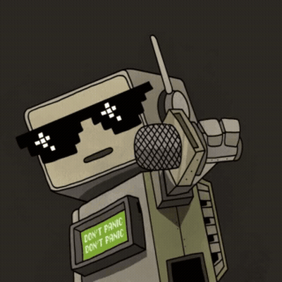 Robot Wearing Sunglasses Says Panic Don T Panic GIF