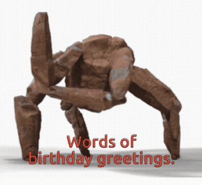 Robot With Birthday Greeting Words GIF