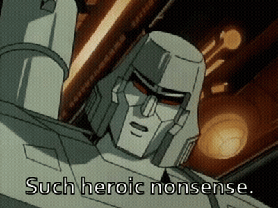 Robot With Blue Eyes And Helmet Standing Next To Another Robot GIF
