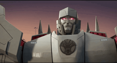 Robot With Blue Helmet And Red Truck On Arms GIF