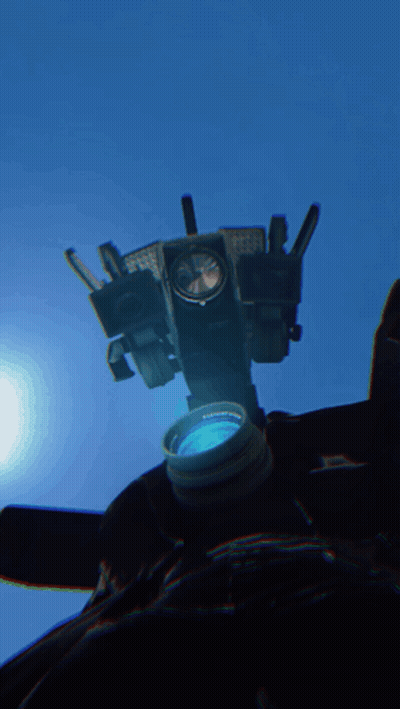 Robot With Blue Light Coming Out Of Head GIF
