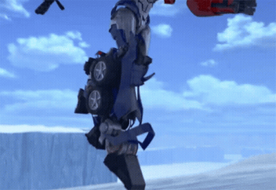 Robot With Car On Top GIF