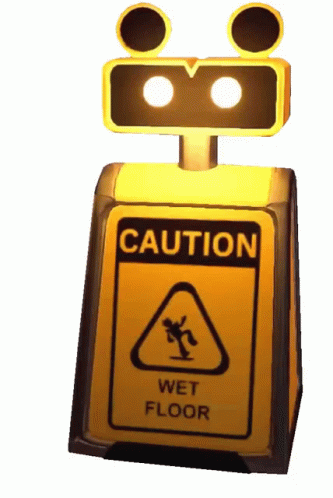 Robot With Caution Sign GIF