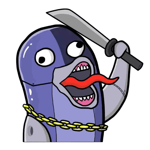 Robot With Chain Holding Sword Sticker