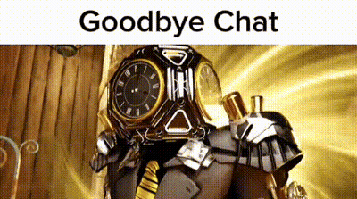 Robot with Clock on Head Saying Goodbye Chat