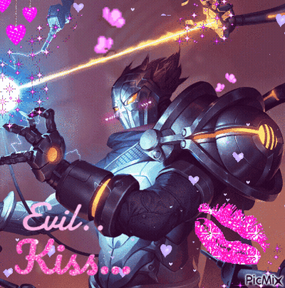 Robot With Evil Kiss Text GIF