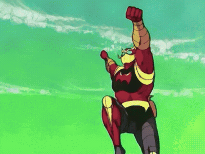 Robot With Green And Red Stripes On Face GIF