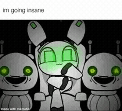 Robot With Green Eyes Sitting In Chair GIF