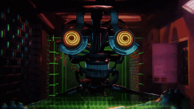 Robot With Green Light Coming Out Of Head GIF