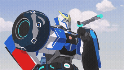 Robot With Gun And Number 0 GIF