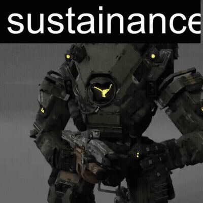 Robot With Gun At Black Sustainance Sign GIF