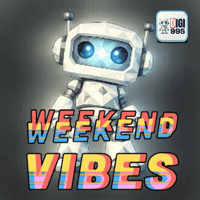 Robot With Headphones Weekend Vibes GIF