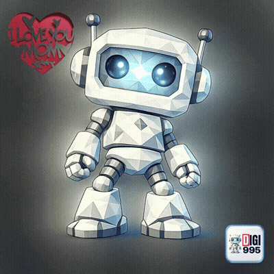 Robot With Heart Saying I Love You Mom GIF