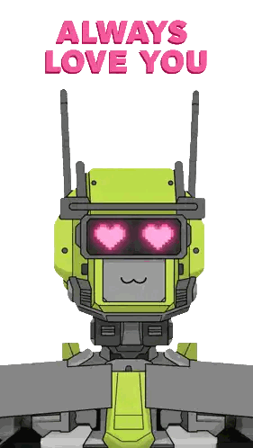 Robot With Hearts Eyes Saying Always Love You Sticker