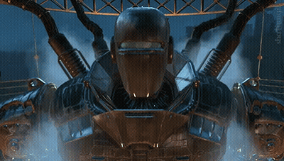 Robot With Helmet Smoking GIF