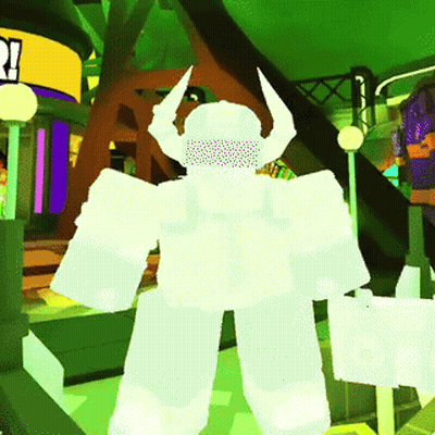 Robot With Horns And Helmet In Green Room GIF