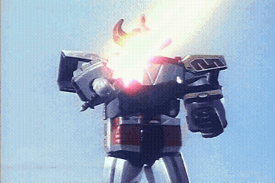 Robot With Horns And Light Coming Out Of Head GIF