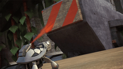 Robot With Laser Beam Coming Out Of Shell GIF