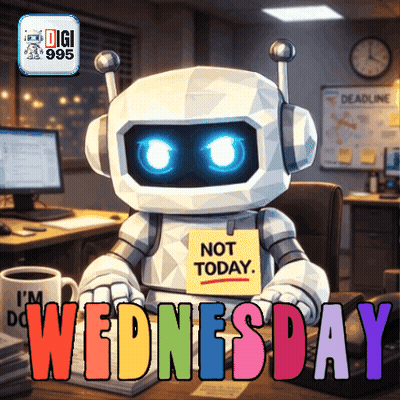 Robot With Note Saying Not Today GIF