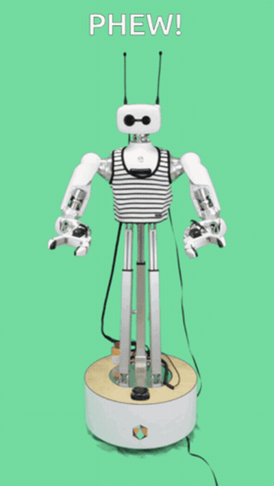 Robot With Phew Text GIF
