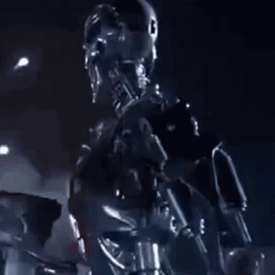 Robot With Purple Light Saying Who Me GIF