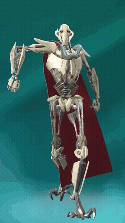 Robot With Red Cape On Blue Background GIF