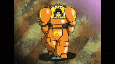 Robot With Red Eyes And Circle Saying IIII GIF