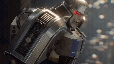 Robot With Red Eyes Blurred Background GIF