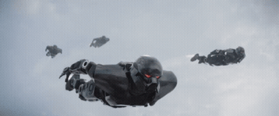Robot With Red Eyes Flying GIF