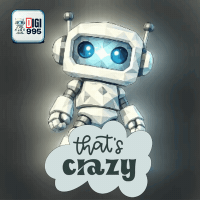 Robot With Sign Saying That's Crazy GIF
