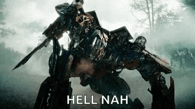 Robot With Sword Saying Hell Nah GIF