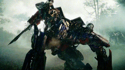 Robot With Sword Standing In Forest GIF