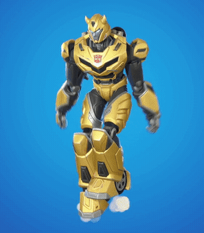 Robot With Transformers On Chest Jumping In Air GIF