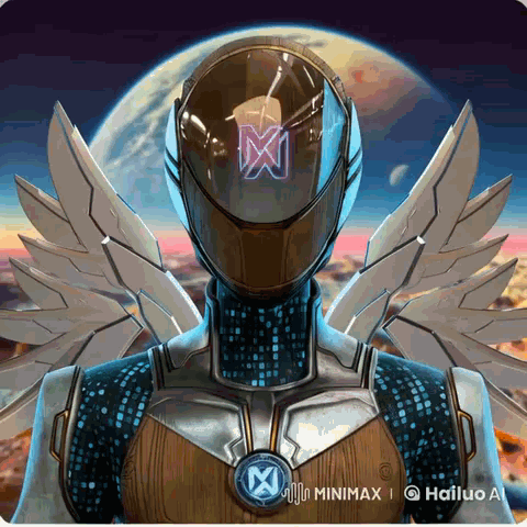 Robot With Wings And Helmet Saying X GIF
