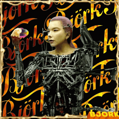 Robot With Word Bjork GIF