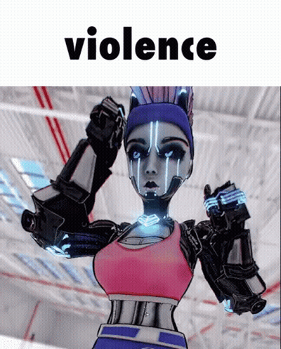 Robot With Word Violence Above GIF
