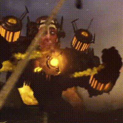 Robot With Yellow Light From Mouth GIF