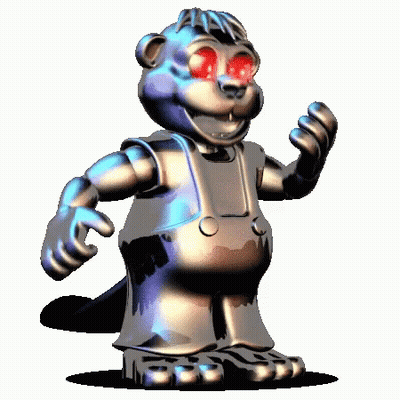Robotic Beaver With Red Eyes GIF