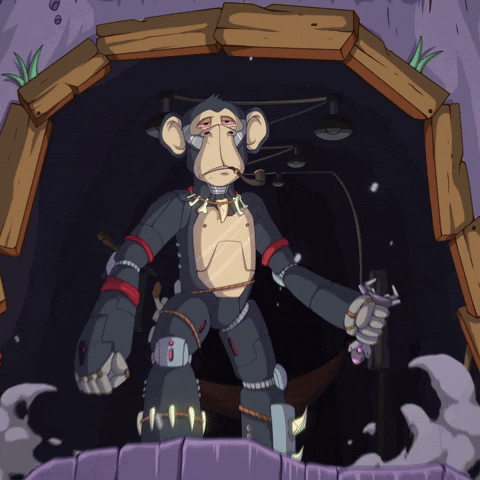 Robotic Monkey Holding Toy GIF