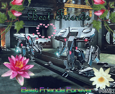 Robots And Flowers Best Friends Forever GIF