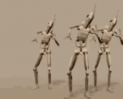 Robots Dancing In Sepia GIF