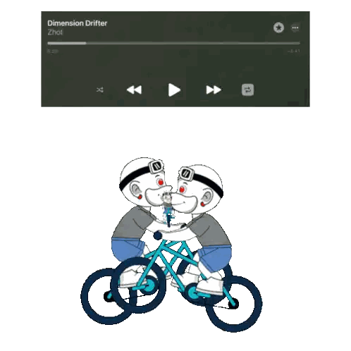 Robots Riding Bike With Dimension Drifter Sticker
