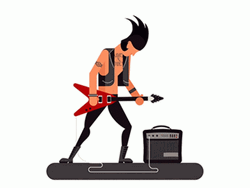 Rock And Roll Playing Guitar Animation GIF