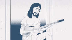 Rock Guitar Acoustic Transformation Cartoon GIF
