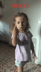 Rock Hand Sign Cute Kid  GIF