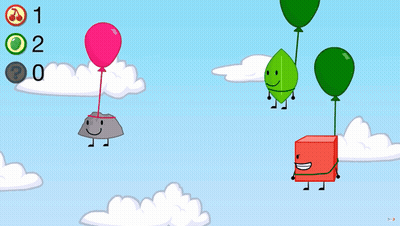 Rock Leaf Cube Flying With Balloons GIF